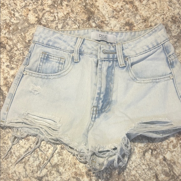 Light Blue Distressed Denim Shorts - Picture 1 of 1
